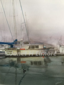 Marina Fog Watercolor Painting