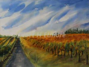 Vineyard Skies Watercolor Painting