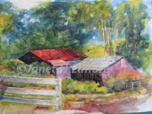 Hidden Barns Watercolor Painting