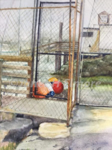 Floats at Dock Watercolor Painting