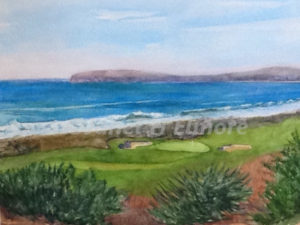 Seaside Green Watercolor Painting